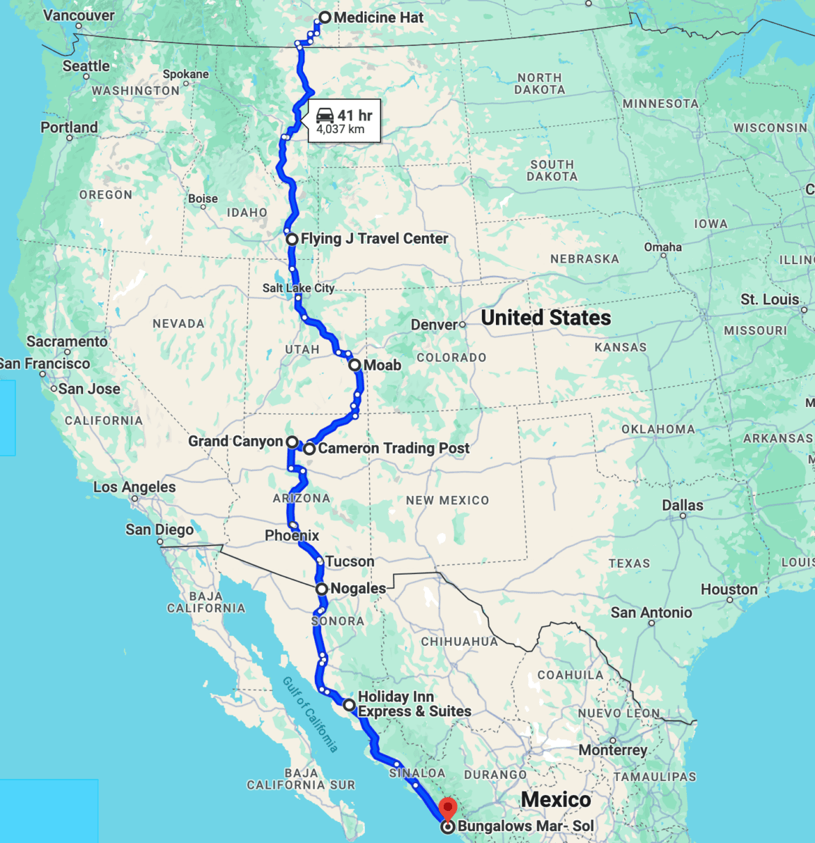 How To Navigate the Canada to Mexico Route: Ken's Journey from Alberta ...